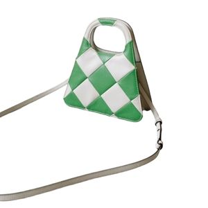 ALOHAS The A Scacchi Green and White Checkered Leather Handbag. Made in Spain.